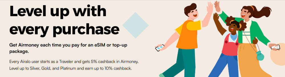 The airalo loyalty program banner