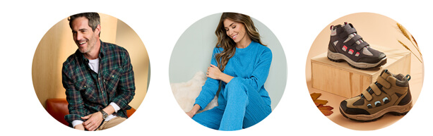 Chums three categorys for clothing for men, women, and shoes