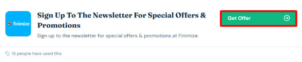 The highlighted red box will redirect to the Finimize website.