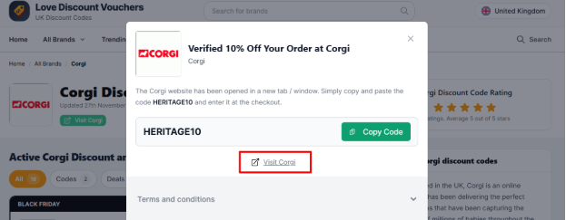 A link to redirect to Corgi website