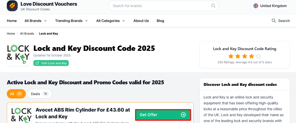 Lock and Key offer box to get the offer redeemed