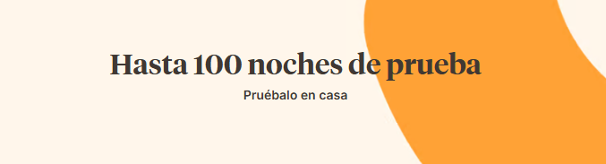 imagen de la web de emma colchón de 100 noches de prueba sobre fondo naranja