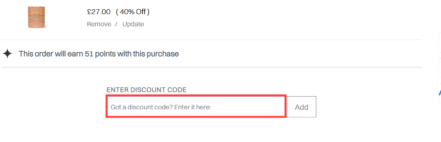 The ESPA shopping basket page with where to paste the ESPA voucher code