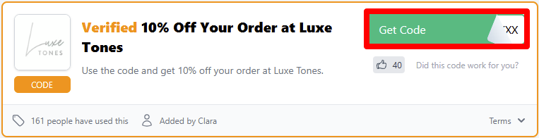 Click on 'Get Code' to reveal your discount code