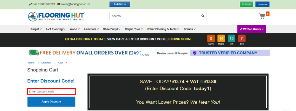 The Flooring Hut checkout page