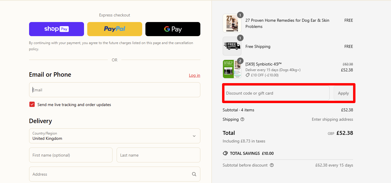 Paste your code and click 'apply' to redeem it