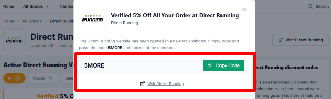 current Direct Running discount deals for addiitional savings