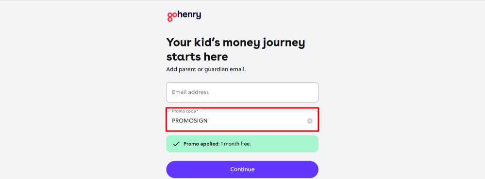 Applying a gohenry promo code at checkout