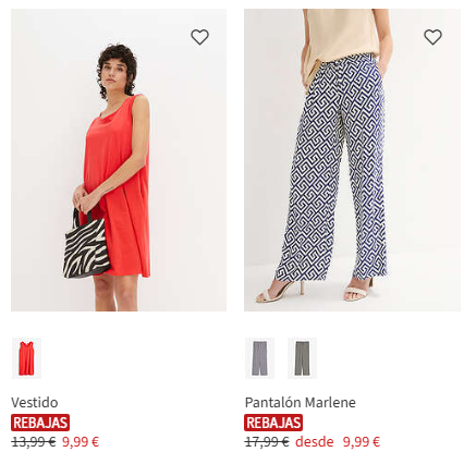 ofertas bonprix sobre fondo blanco con ropa femenina