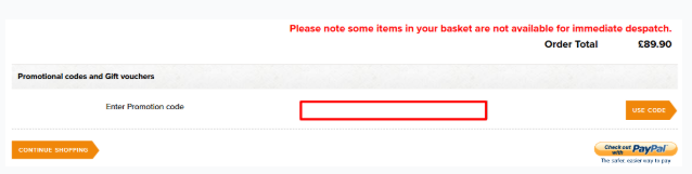 A box where you can enter a Kates Skates voucher code to redeem it