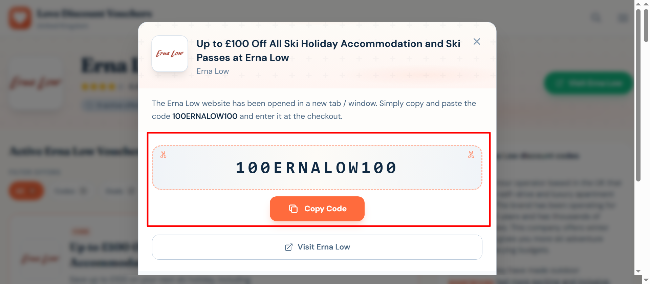 a revealed Erna Low discount voucher in the UK site
