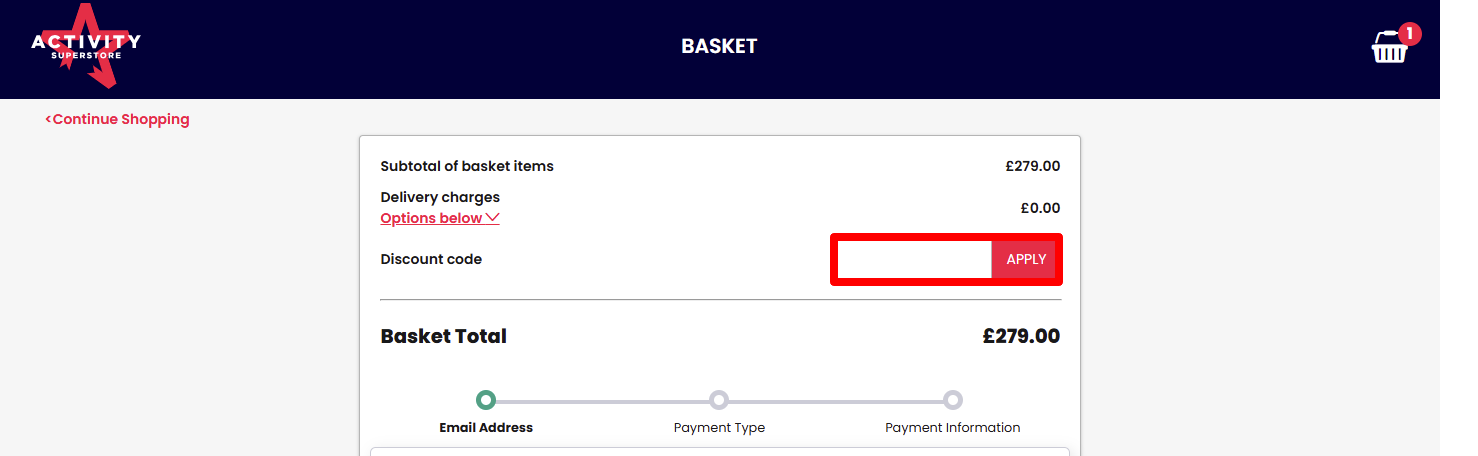 Paste your discount code to redeem it