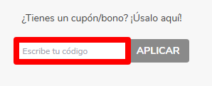casilla para introducir el código de conforama para obtener descuentos conforama