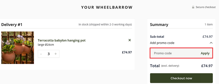 image showing the Crocus.co.uk promo code box