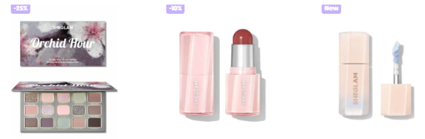 SHEGLAM’s products on a white background