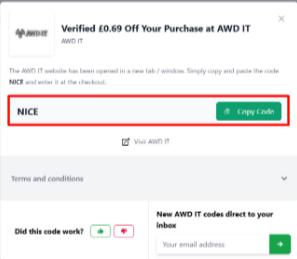 An AWD IT code on Love Discount Vouchers