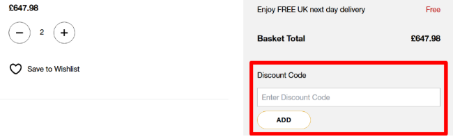 highlighted red box where customers can enter their Braun discount code