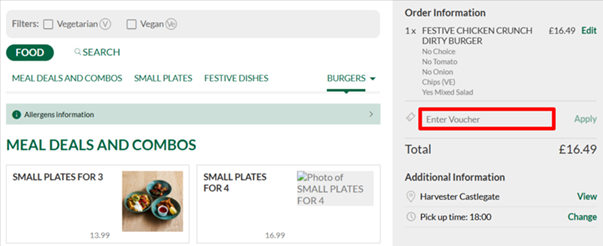 image showing the Harvester checkout page