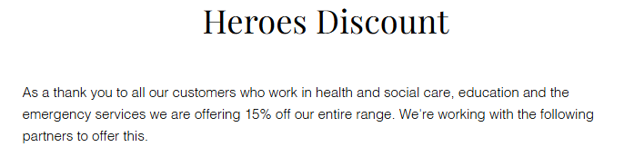 The Albaray key worker discount description. 