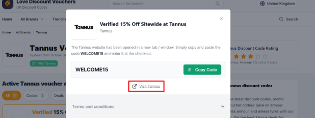 link to redirect to Tannus' website