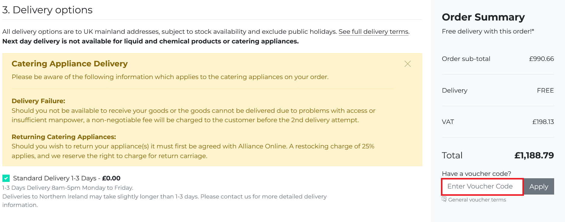 image showing the discount code box you should paste your voucher code into