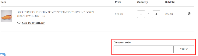 A box where you can add your Canterbury voucher code to redeem it