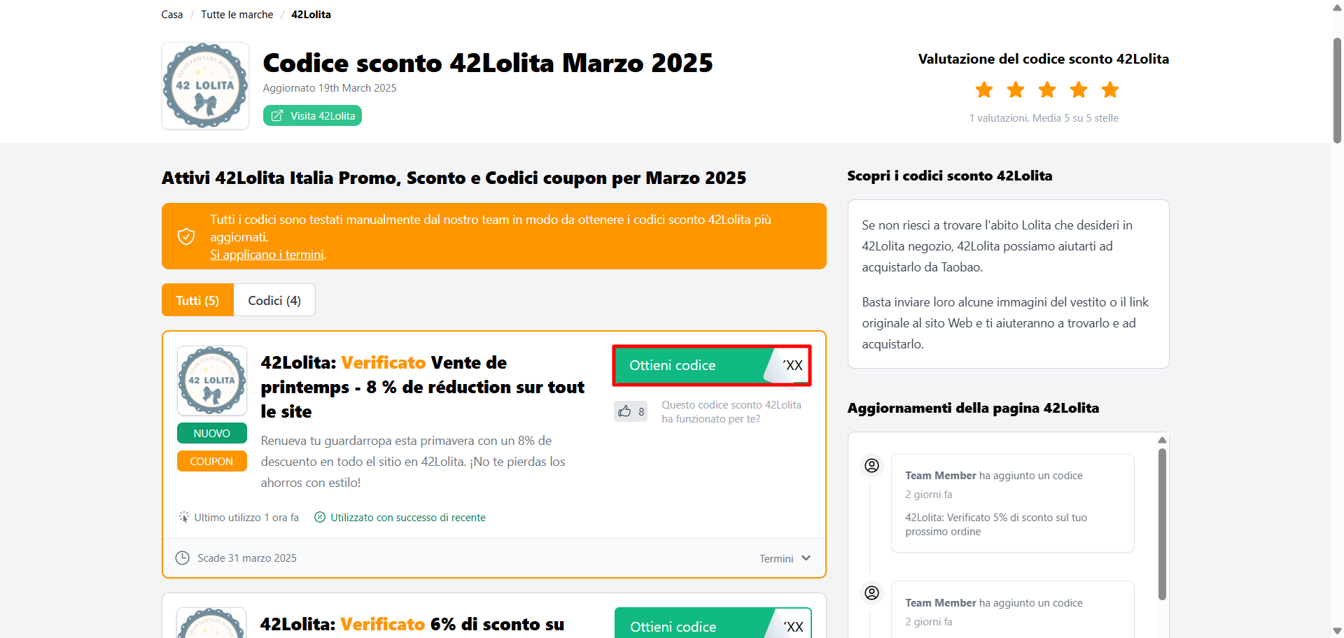 codice sconto 42Lolita da poter prelevare facilmente dalla lista per risparmiare sugli outfit 42Lolita