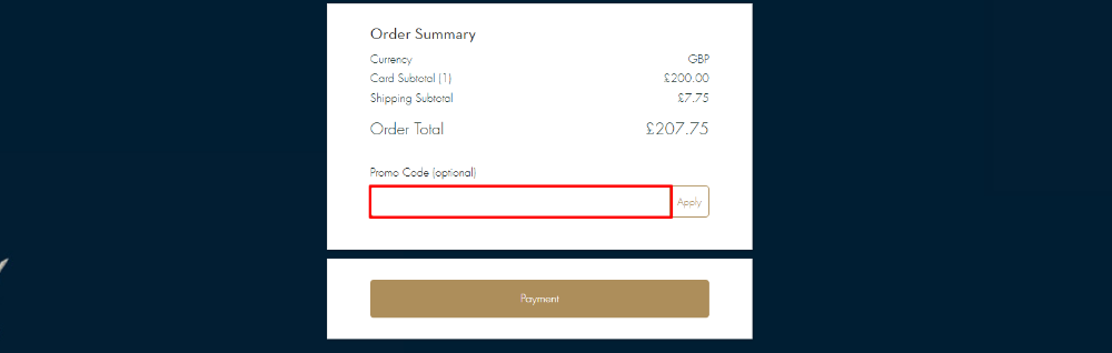 Paste your promo code in the red box shown in the image below