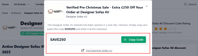 Designer Sofas 4U sofas and chairs discount revealed from Love Discount Vouchers