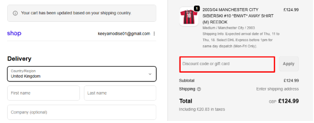 A red box is where you enter your Cult Kits voucher code