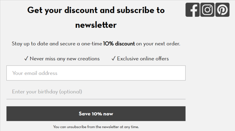 The COEUR DE LION newsletter sign up page