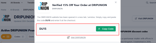 revealed DRIPUNION discount offer from Love Discount Vouchers
