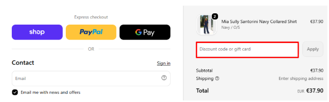 A box where you can add your H&L Fashions voucher code to redeem it