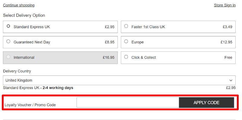 A box where you can add your Begg Shoes discount code to redeem it