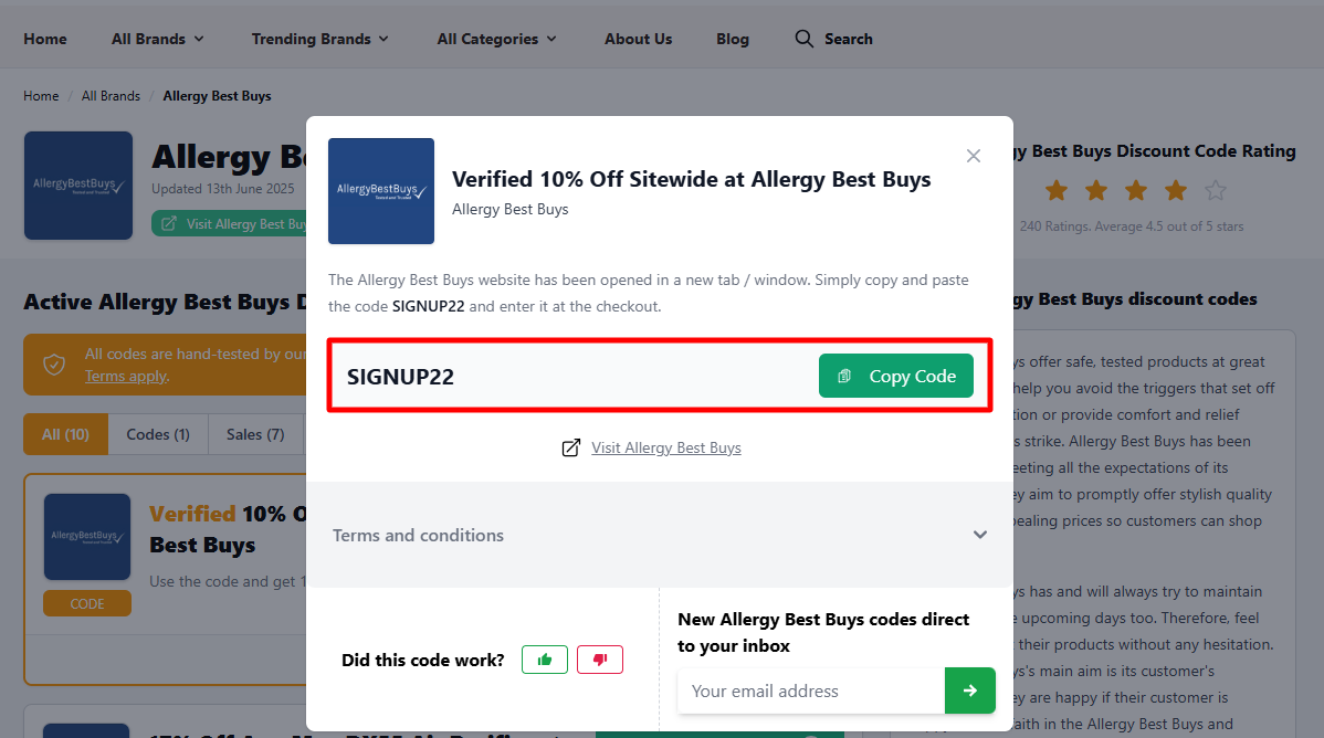 A Allergy Best Buys code on Love Discount Vouchers