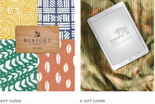 gift card are displayed