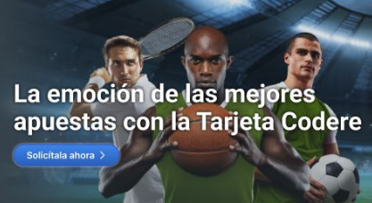 tres personas de fondo sobre la oferta de tarjeta codere