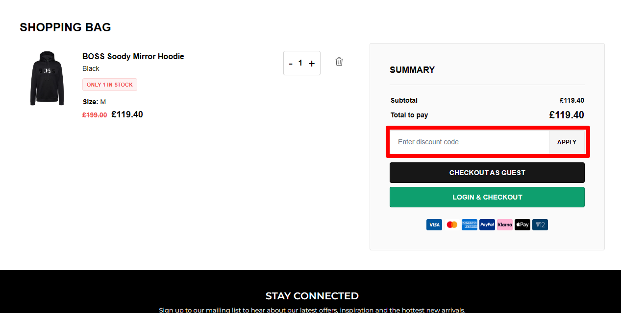 Customers can insert their Scottsdale Golf discount codes in the highlighted red box.