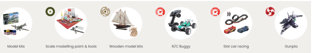 1001hobbies categories on a white background
