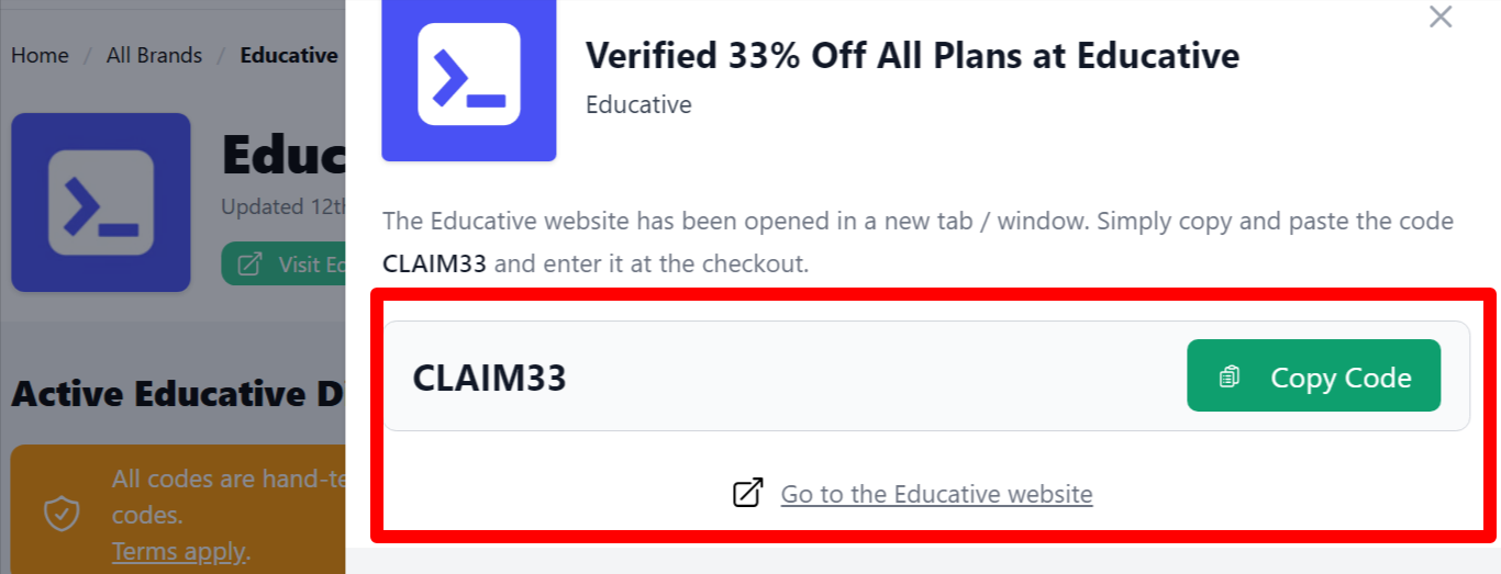 verified Educative offer code for customers from Love Discount Vouchers