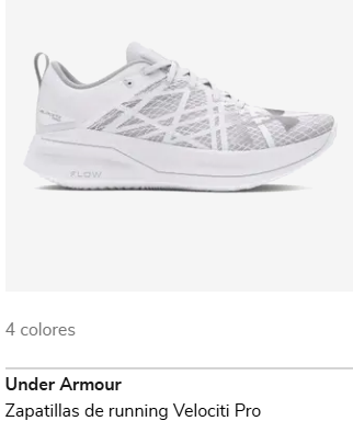 ejemplo de ofertas de direct running con zapatilla blanca de la web