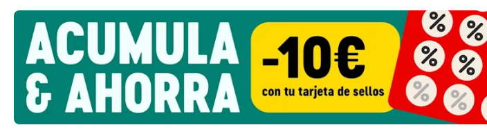 acumula y ahorra sellos de la marca sobre fonod azúl verdoso