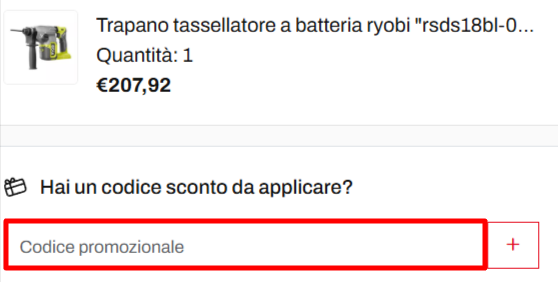 carrello del sito ufficiale Eurobrico dove poter incollare il codice sconto Eurobrico e risparmiare sul prodotto