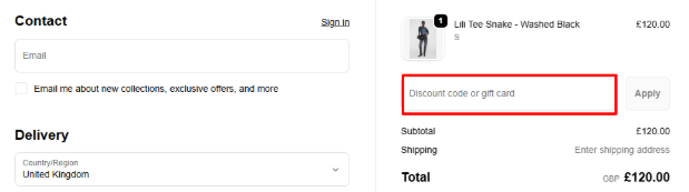 Enter your ANINE BING voucher code in the discount box at checkout