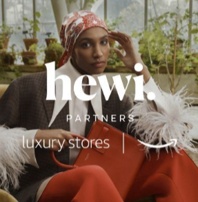 The Hewi Partners logo appears in the centre with the text 'luxury stores' below