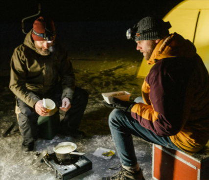 Men on a fishing trip wearing clothes from Atlas For Men