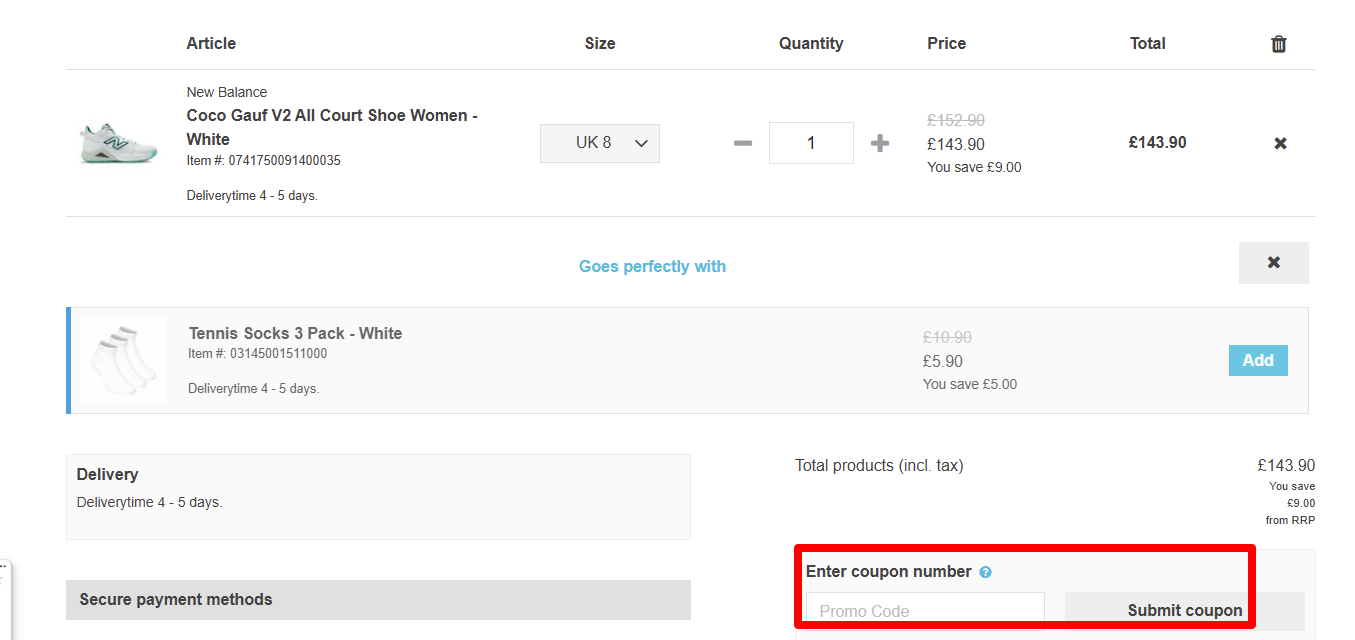 Paste your code in the box highlighted in red to get a discount