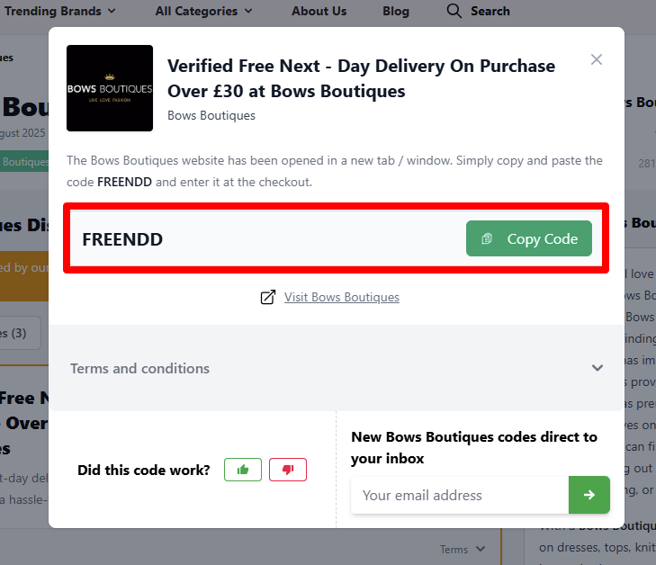 Copy your code and start shopping