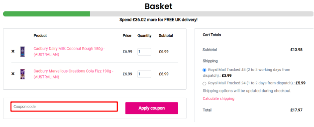A red box is where you enter a Sugar Rush Emporium discount code