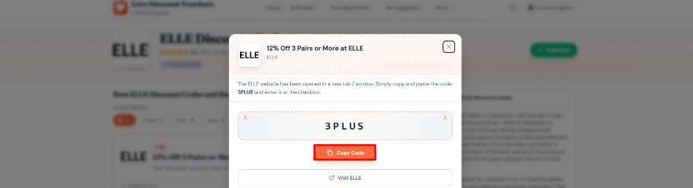 An ELLE code on Love Discount Vouchers